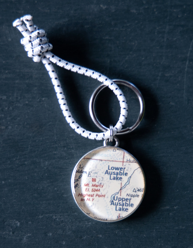 The Birch Store Pewter or Bronze ADK and Ausable Lakes Key Ring