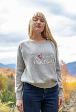 The Birch Store My ❤️'s in the High Peaks Embroidered Raglan Cashmere SweaterHigh Peaks Raglan Gray Cashmere Sweater