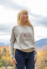 The Birch Store My ❤️'s in the High Peaks Embroidered Raglan Cashmere SweaterHigh Peaks Raglan Gray Cashmere Sweater