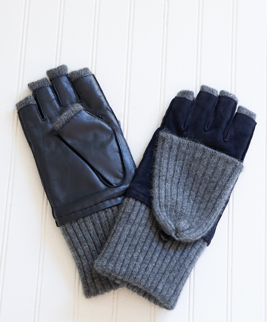 Lambskin + Cashmere Pop-top, Fingerless Gloves - The Birch Store