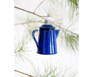 Blue Camping Coffee Pot Ornament - Gallerie II New Old Stock