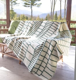 The Birch Store Wool Blanket Green and White