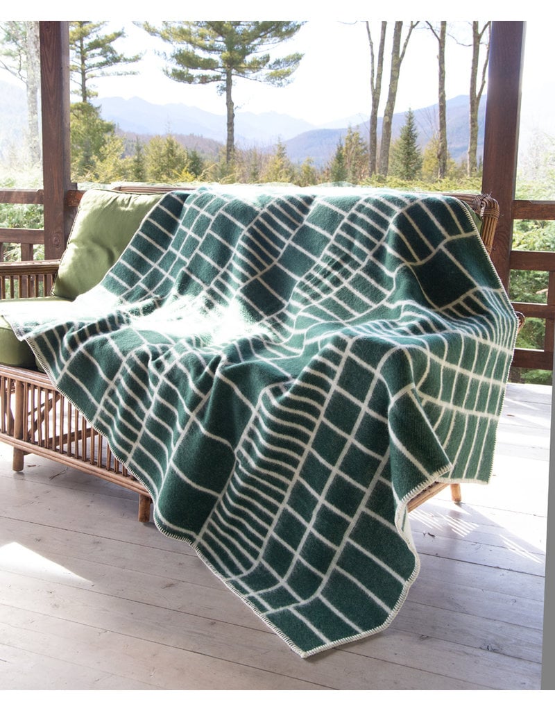 The Birch Store Wool Blanket Green and White