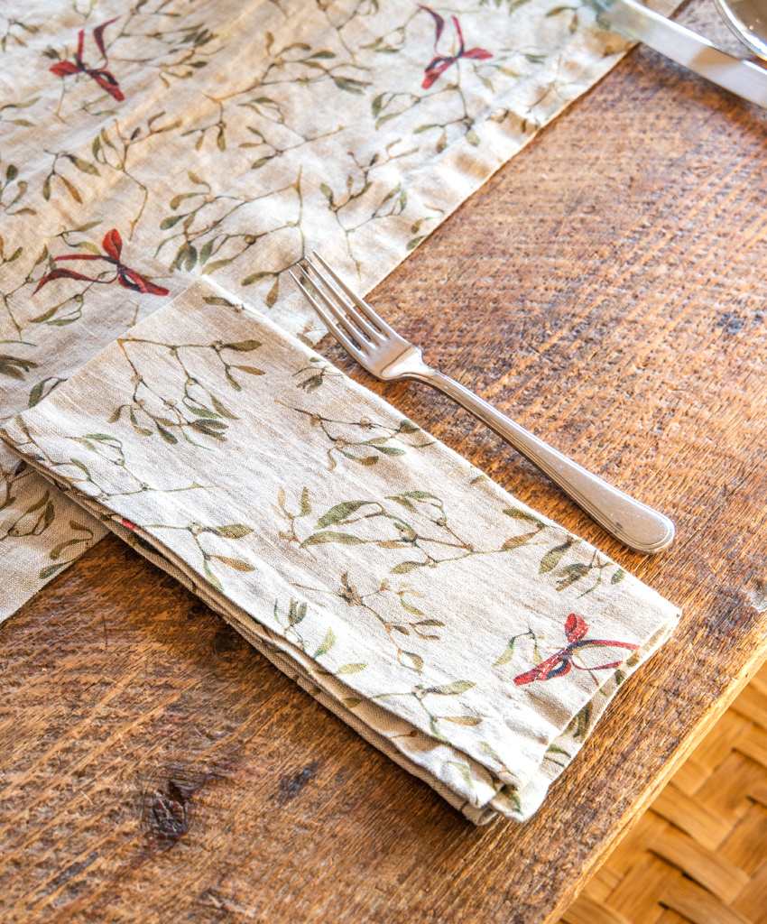 The Birch Store Natural Linen Mistletoe Napkin, Set of 2