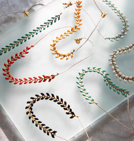 The Birch Store Enameled Brass Laurel Leaf Bracelet
