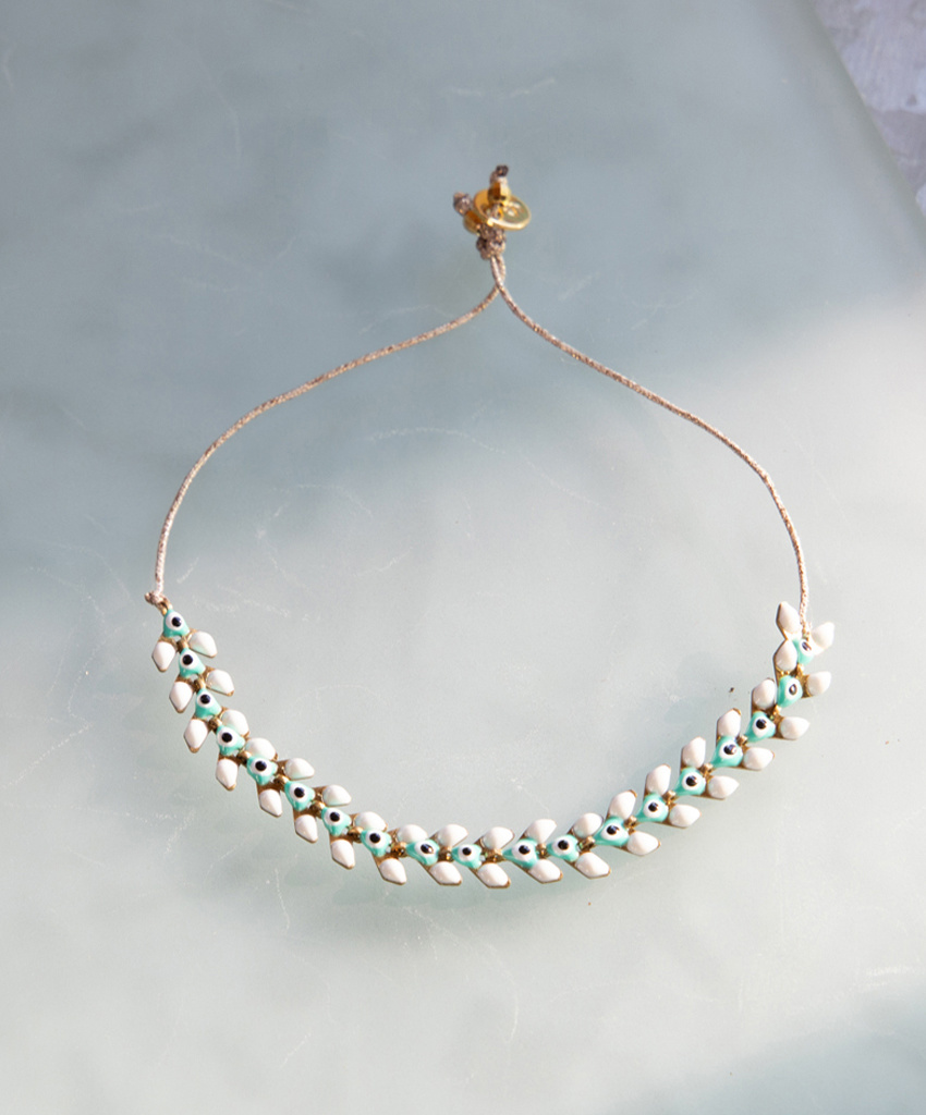 The Birch Store Enameled Brass Laurel Leaf Bracelet
