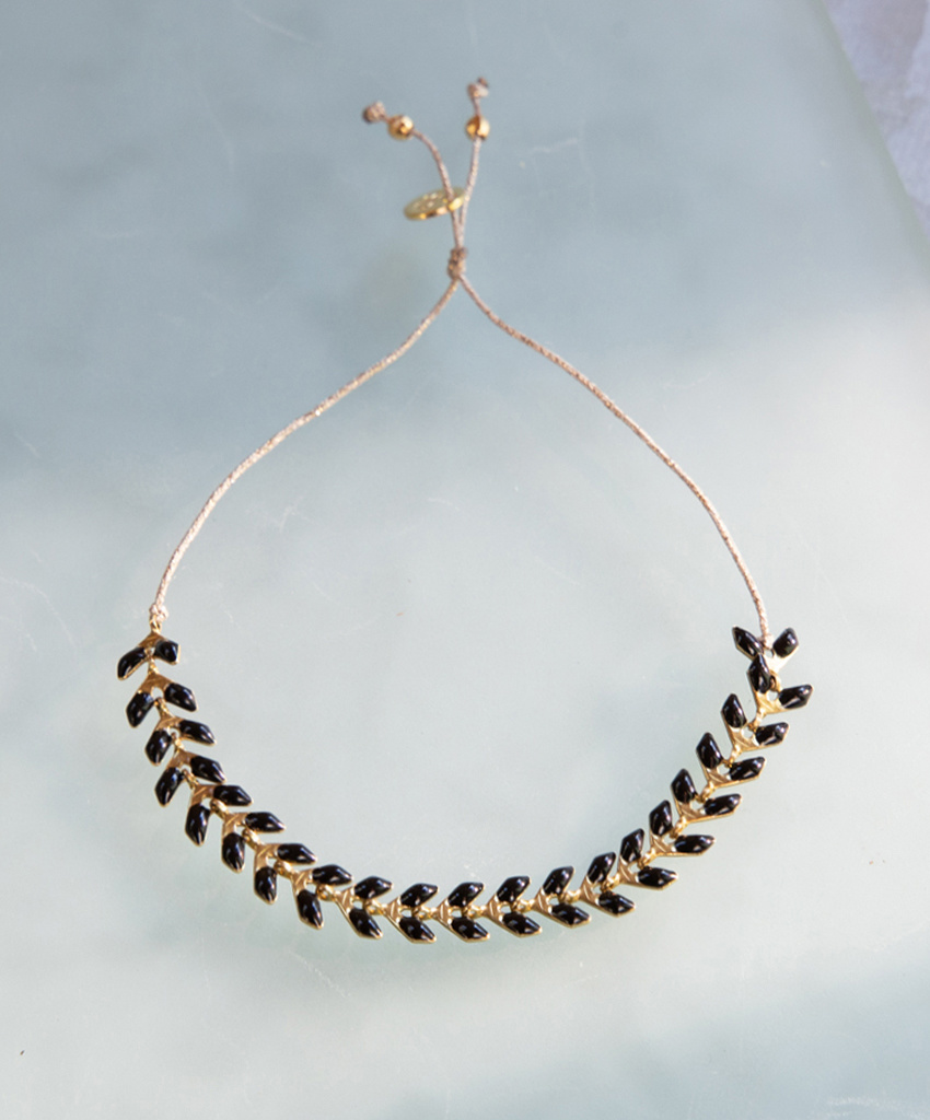 The Birch Store Enameled Brass Laurel Leaf Bracelet