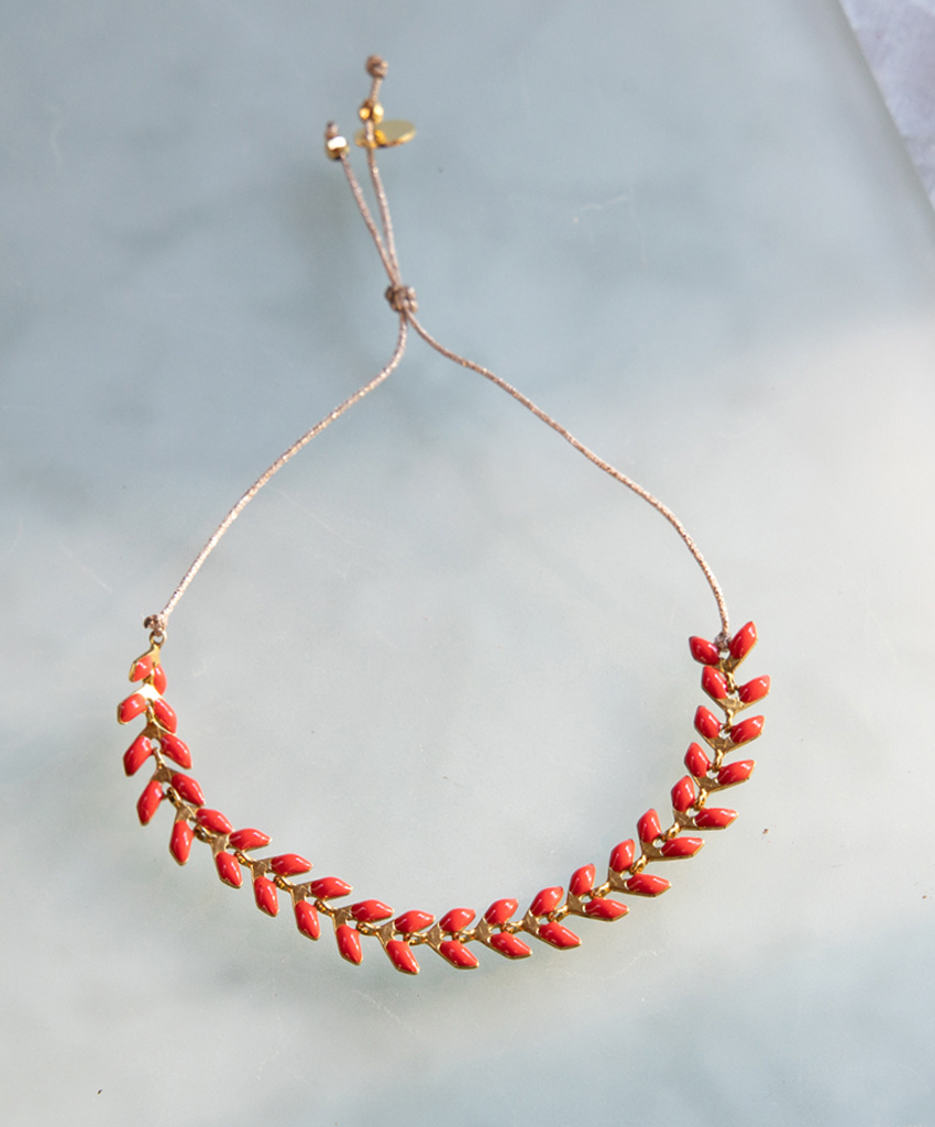 The Birch Store Enameled Brass Laurel Leaf Bracelet