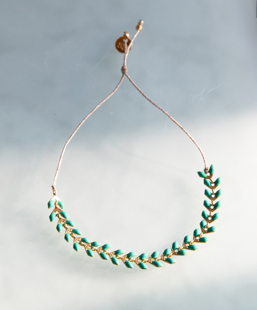 The Birch Store Enameled Brass Laurel Leaf Bracelet