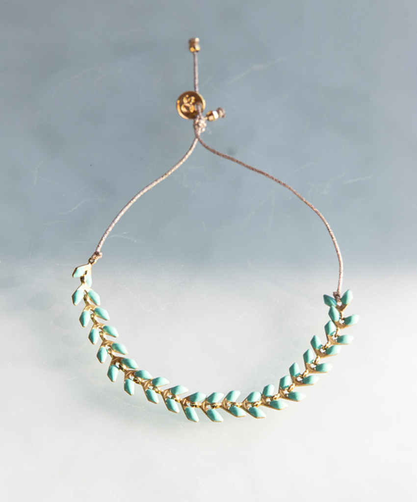 The Birch Store Enameled Brass Laurel Leaf Bracelet