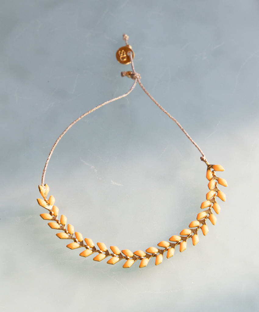 The Birch Store Enameled Brass Laurel Leaf Bracelet
