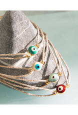 Sophie Deschamps Brass Eye Bracelet on Gold Cord