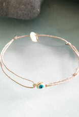 Sophie Deschamps Brass Eye Bracelet on Gold Cord