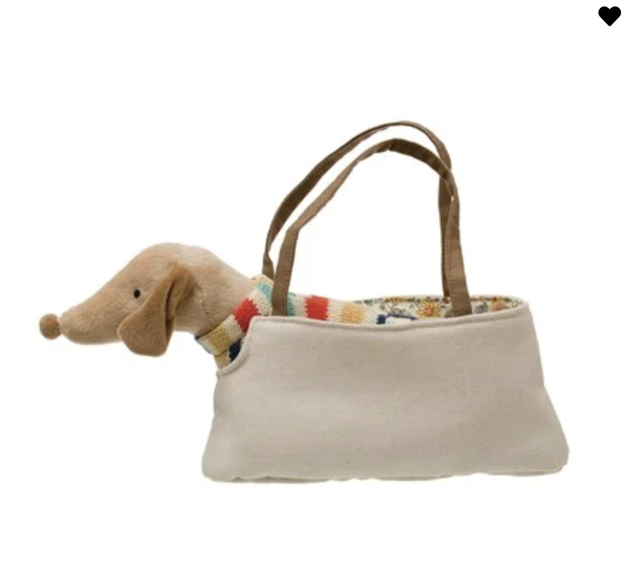 Creative Co-op CC Cotton Dachshund in Carrier
