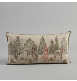 The Birch Store Embroidered Pillow: Hikers 14 x 26