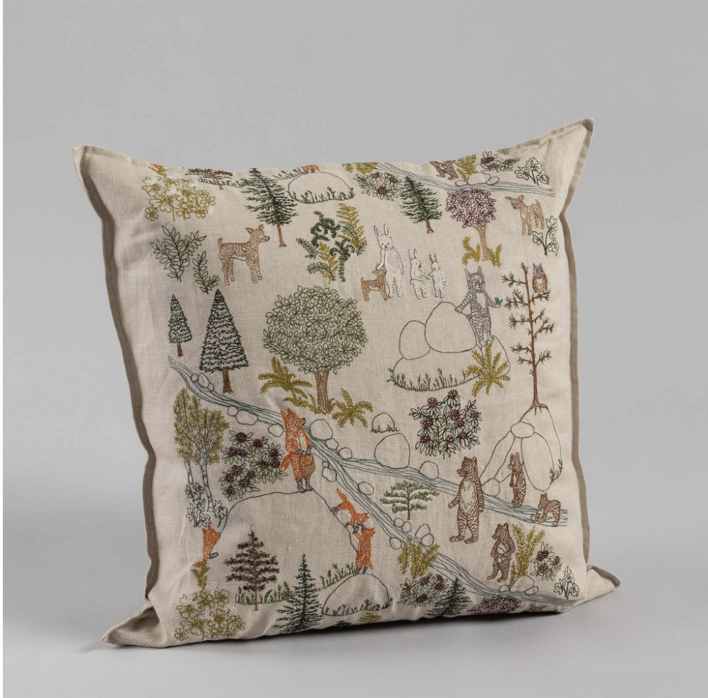 Coral & Tusk Embroidered Pillow 20x20 Forest Fun