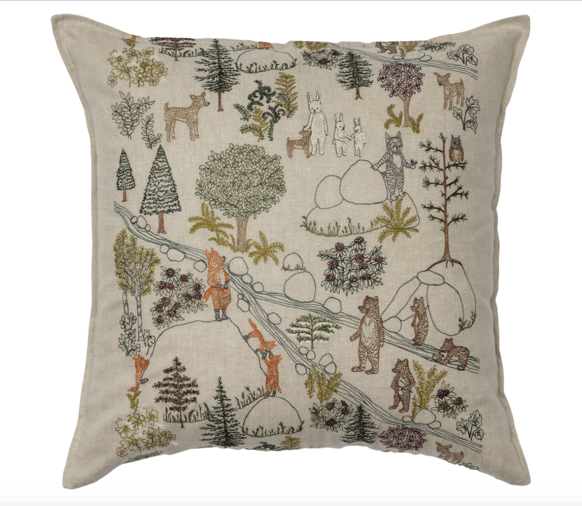 Coral & Tusk Embroidered Pillow 20x20 Forest Fun