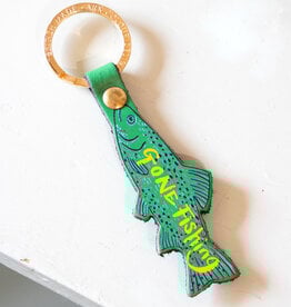The Birch Store Gone Fishing Leather Key Fob