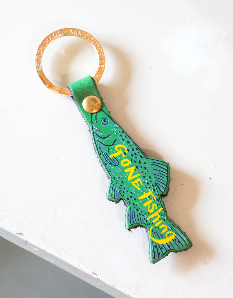 Gone Fishing Leather Key Fob