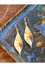 The Birch Store Matte Gold Curled Leaf Earrings