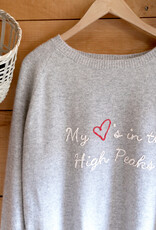 The Birch Store My ❤️'s in the High Peaks Embroidered Raglan Cashmere SweaterHigh Peaks Raglan Gray Cashmere Sweater