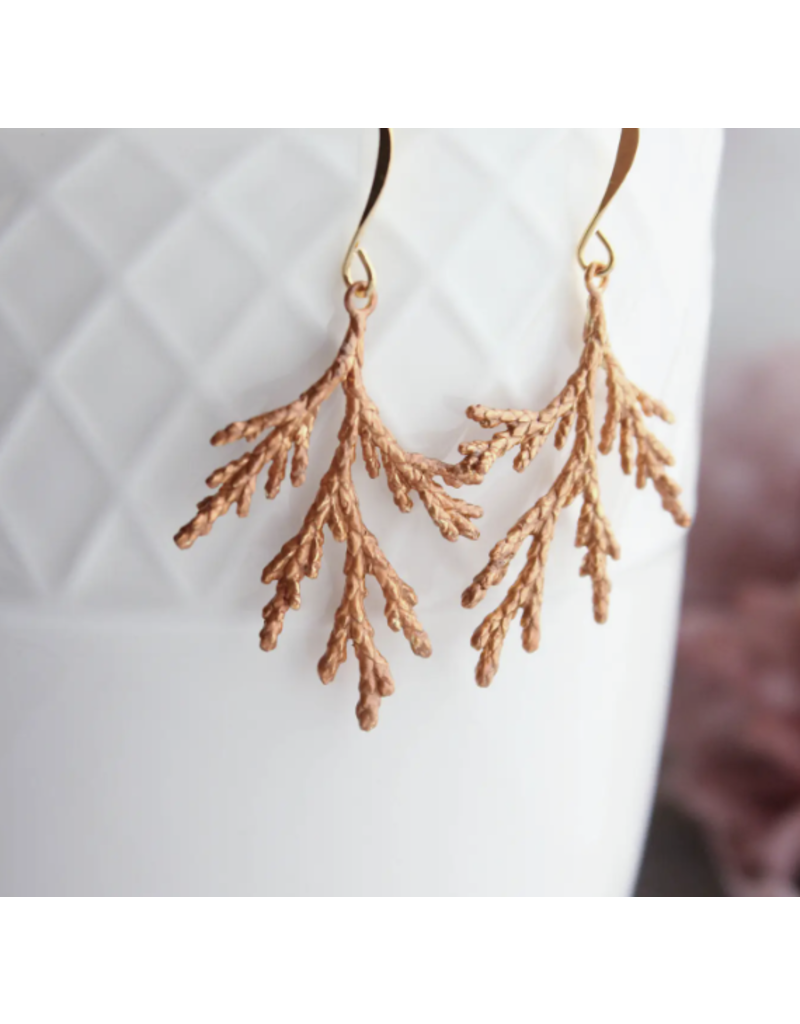 The Birch Store Copper tone Cedar Branch Earrings