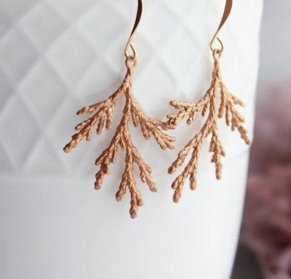The Birch Store Copper tone Cedar Branch Earrings