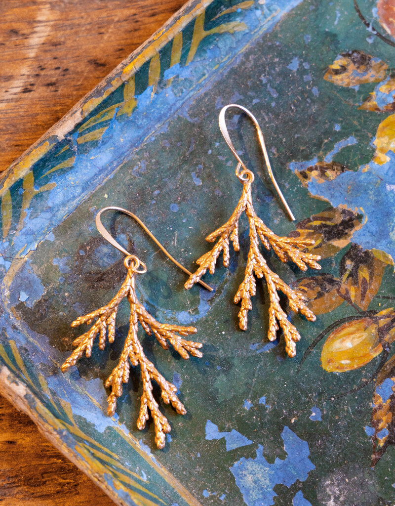 The Birch Store Copper tone Cedar Branch Earrings