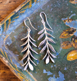 The Birch Store Matte Silver Leafy Branch Earrings Matte Silver