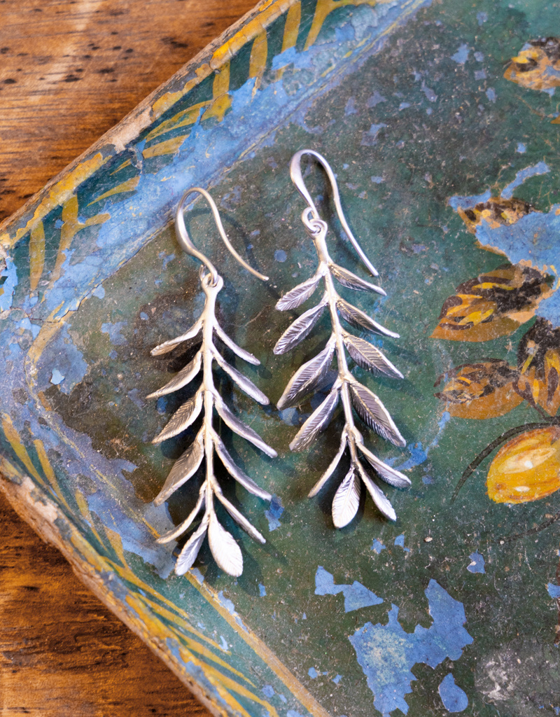 The Birch Store Matte Silver Leafy Branch Earrings Matte Silver