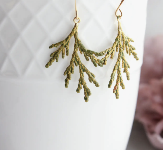 The Birch Store Copper tone Cedar Branch Earrings