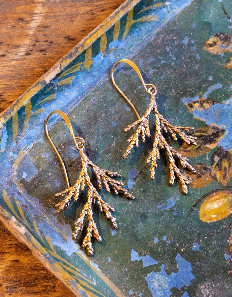 The Birch Store Copper tone Cedar Branch Earrings