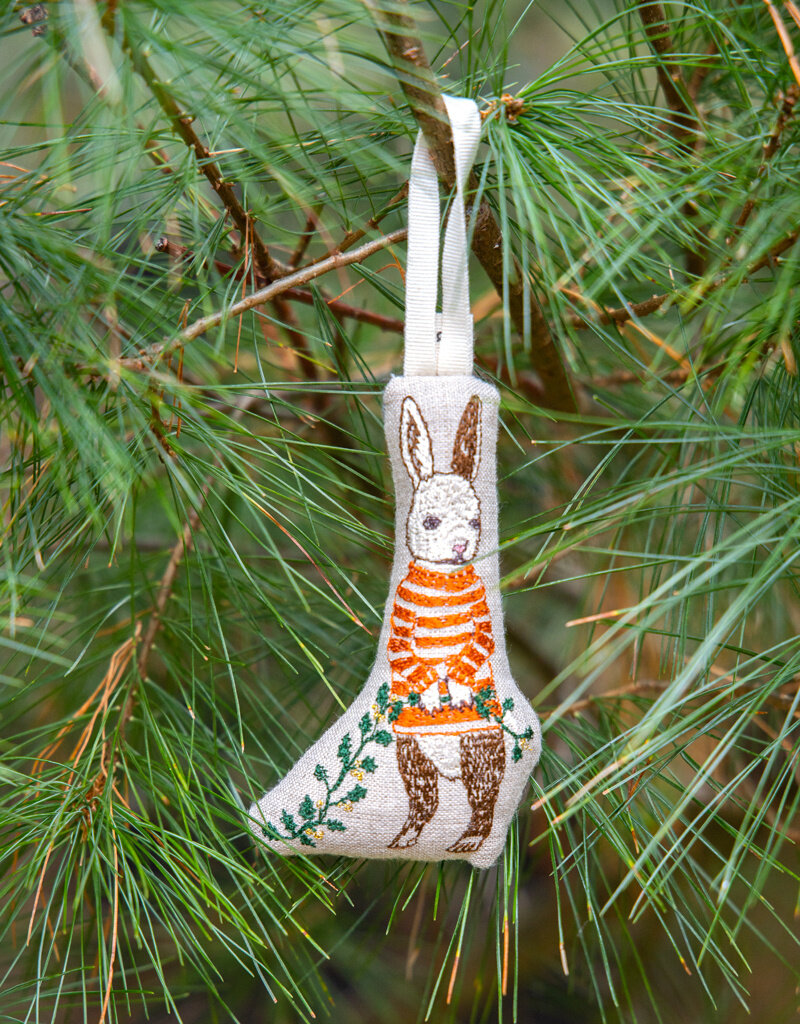 Coral & Tusk Bunny with Holly Ornament