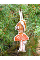 Coral & Tusk Chipmunk  on a Mushroom Ornament
