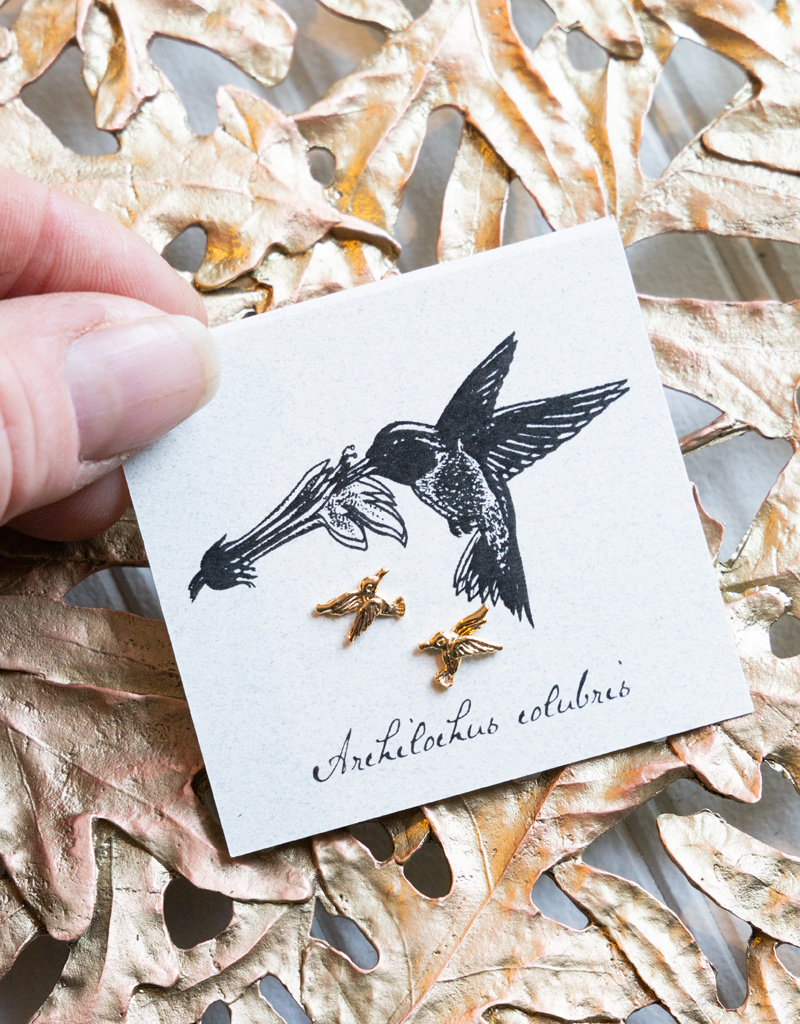 The Birch Store Gold Hummingbird Post Earrings