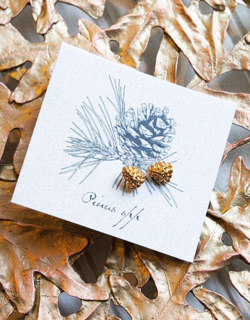The Birch Store Gold Pine Cone Stud Earrings