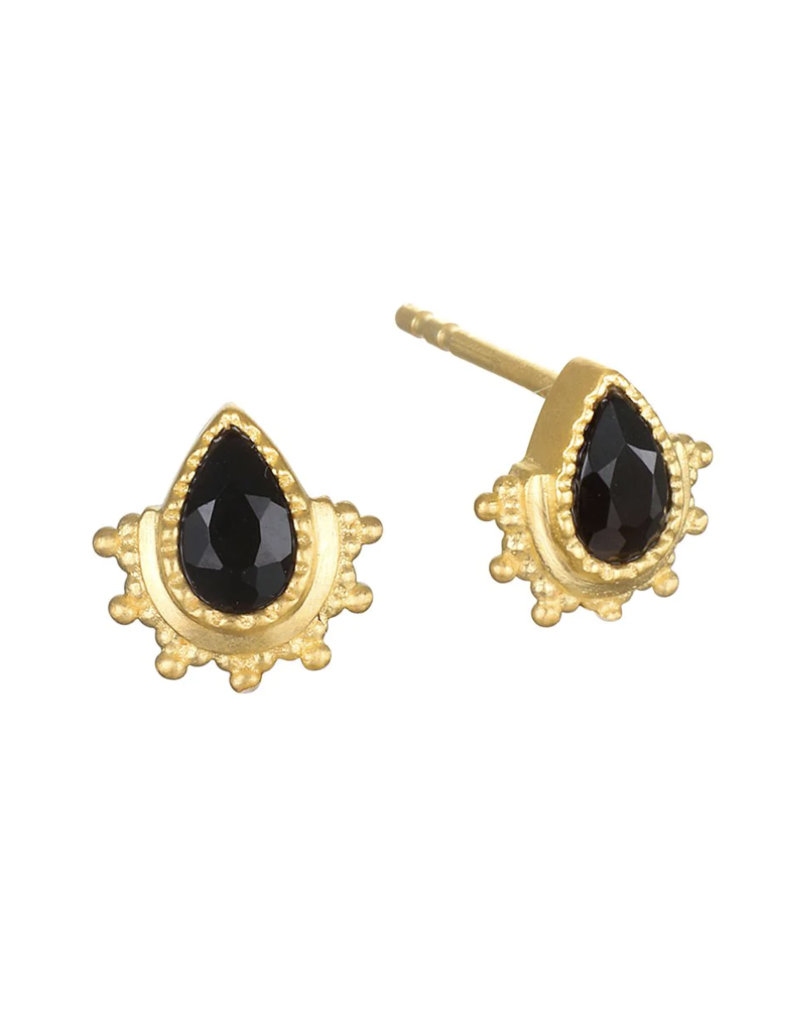 Satya Jewelry Black Onyx Stud Earrings