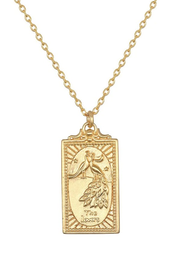Satya Jewelry 18k Gold Plated Tarot Card Necklace - The Lovers