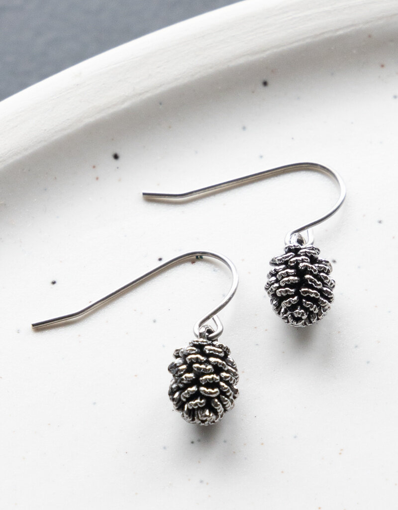 The Birch Store Silver Pinecone Earrings