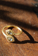 Satya Jewelry 18 k gold Plated Blue Topaz Adjustable Ring