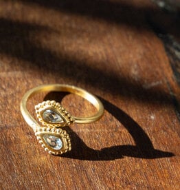 Satya Jewelry 18 k gold Plated Blue Topaz Adjustable Ring