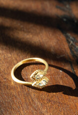 Satya Jewelry 18 k gold Plated Blue Topaz Adjustable Ring