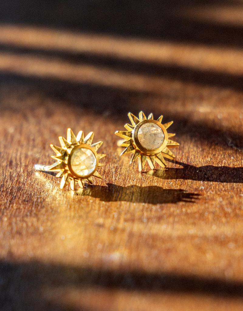 Satya Jewelry Labradorite Sunburst Stud Earrings