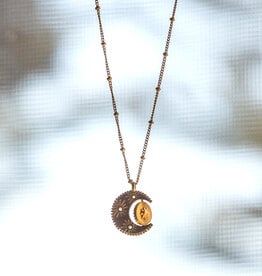 Satya Jewelry 18k Gold Plated Spinning Celestial Pendant Necklace