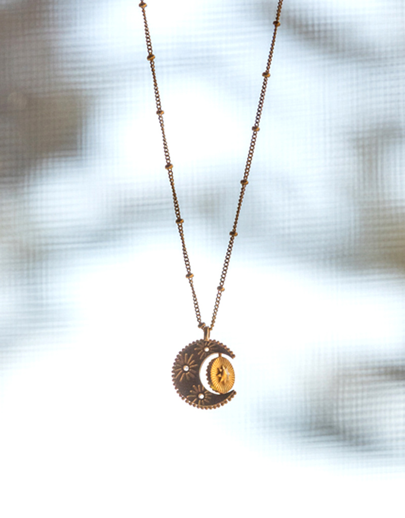 Satya Jewelry 18k Gold Plated Spinning Celestial Pendant Necklace