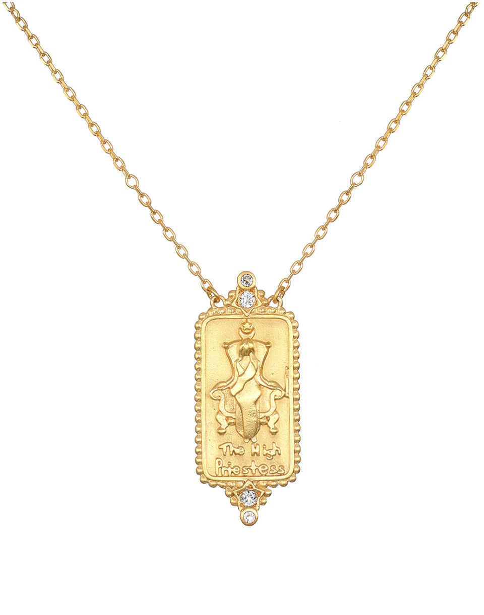 Satya Jewelry 18k Gold Plated Tarot Necklace - The High Priestess