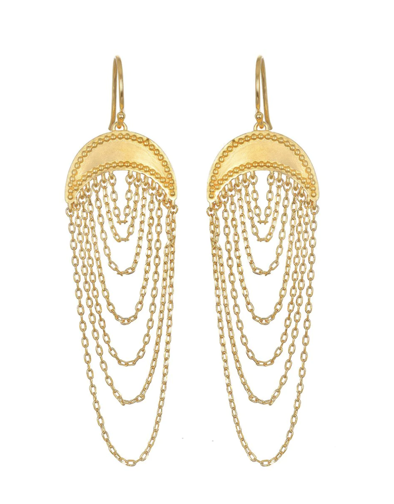 Satya Jewelry Scattered Moonlight Chain Moon Earrings
