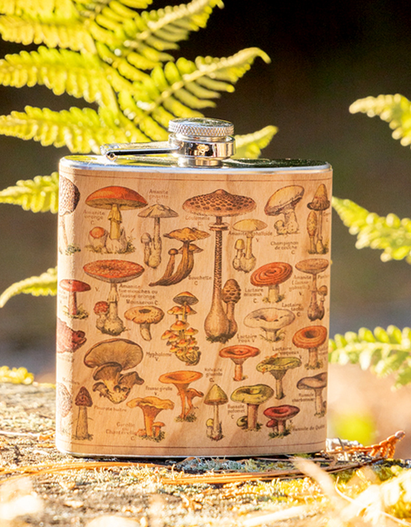 Spitfire Girl Wooden Fungi Print Hip Flask