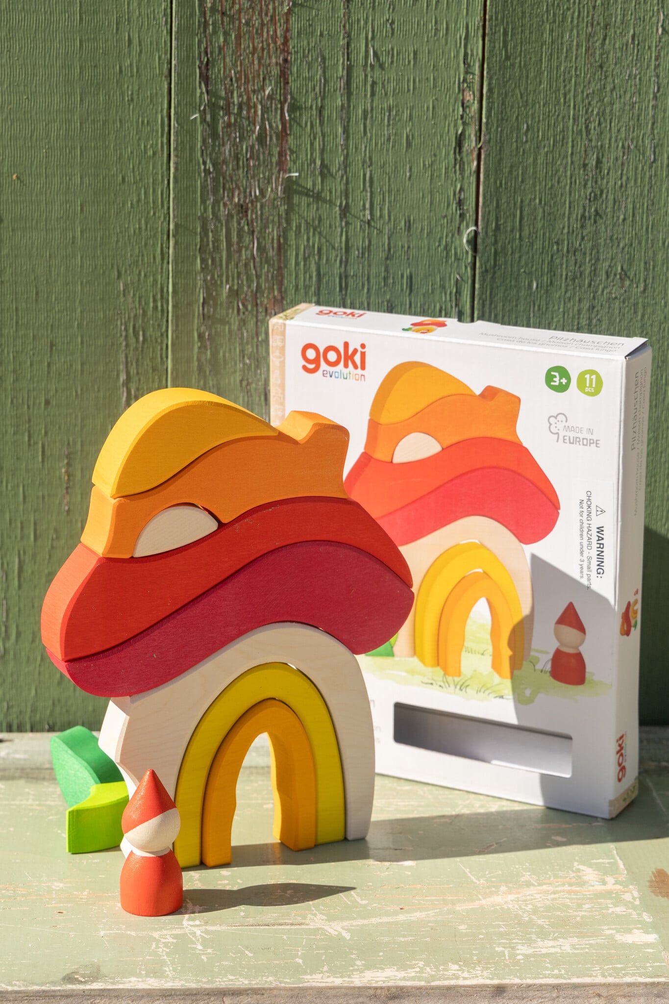 Goki America Handcrafted Wooden Mushroom Block House