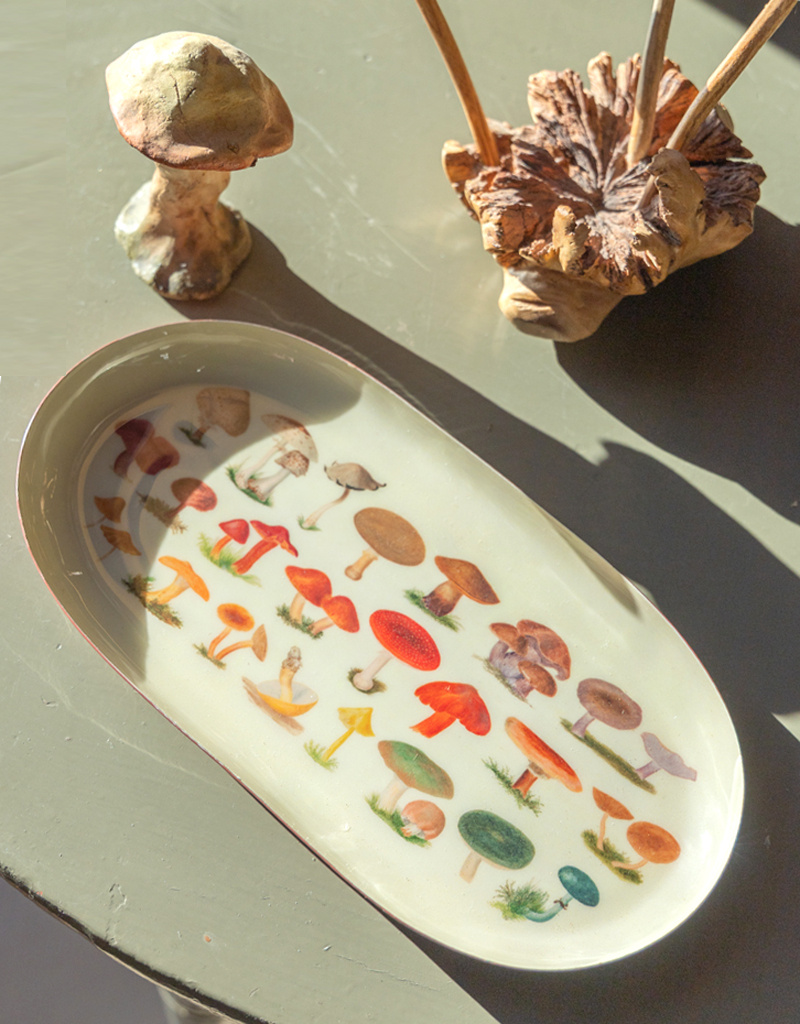 Roomytown Inc Mushroom Printed Enamel Oval Tray